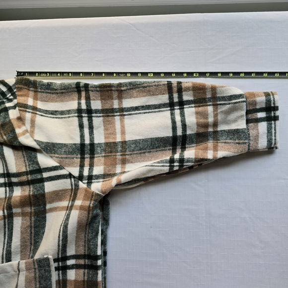 Plaid Button-Up Artist Shirt Jacket by Spoon Jeans Front Pockets 3x - Picture 9 of 10